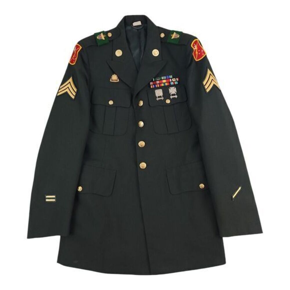 Vintage Army Jacket Coat Military Green Pins Mens‎ 40L
